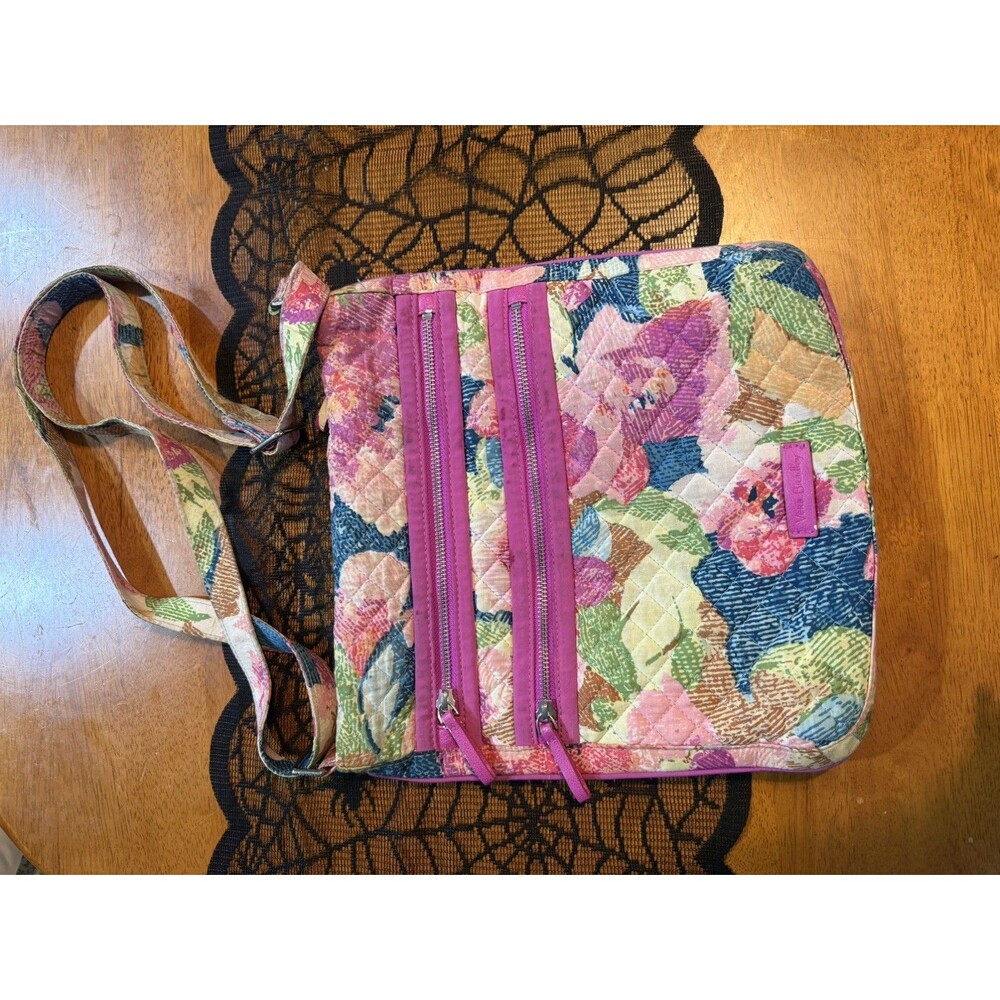 Vera Bradley Superbloom Iconic Hipster Crossbody Bag Pink Floral Slim File Bag